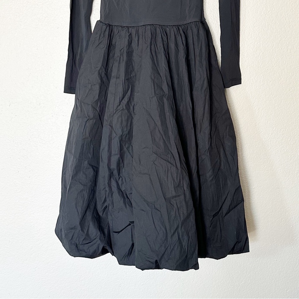 Madewell Dress Womens Midi Bubble-Hem Fit Flare Black Balletcore Size 0 NEW - Picture 5 of 8